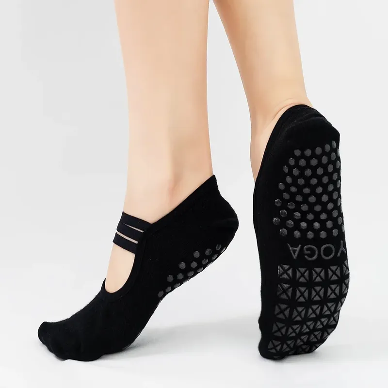 Rutschfeste Yoga-Socken aus Silikon für Damen, professionelle Boden-Pilates-Socken, rückenfrei, atmungsaktive Baumwolle, für den Innenbereich, Fitness, Tanz, Sportsocken