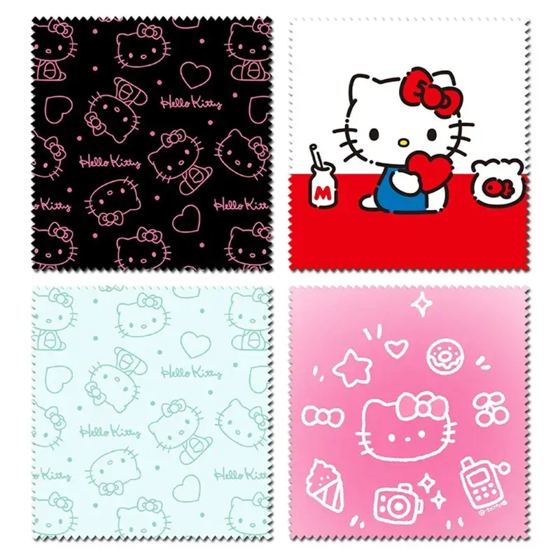 Kawaii Hello Kitty Cartoon Brillenreiniger Mikrofaser-Reinigungstuch für Brillentuch, Objektiv, Telefon, Bildschirmreinigungstücher, Geschenk
