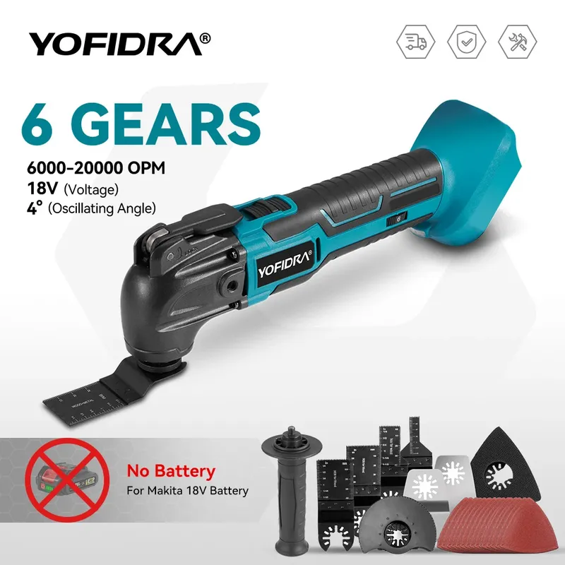 YOFIDRA 600 W oszillierendes Multifunktionswerkzeug 20000 U/min elektrischer Sägetrimmer Schneiden Holzbearbeitungs-Elektrowerkzeug für 21 V 18 V Akku