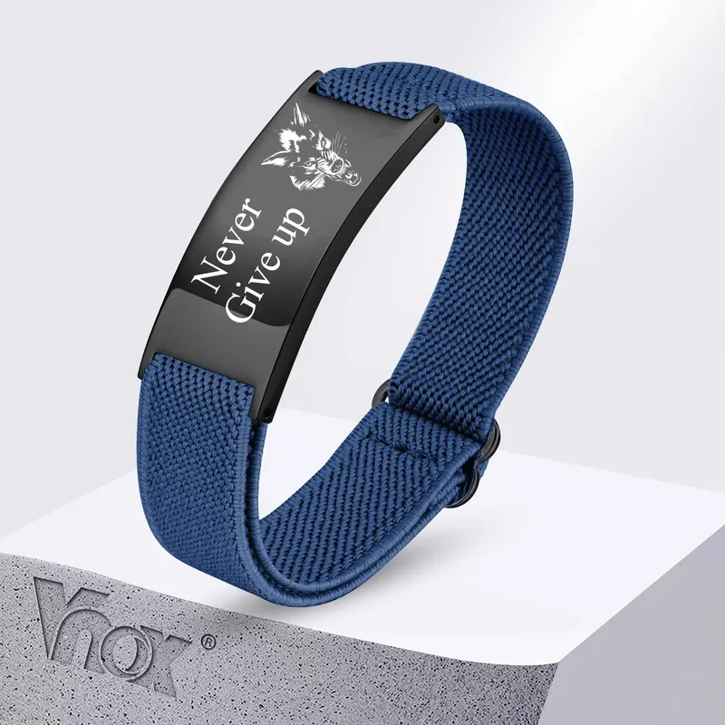 Vnox Maßgeschneiderte elastische Armbänder aus Edelstahl für Männer und Frauen, kostenlose Gravur, Motivation, inspirierende Zitate, Schmuck, Geschenk