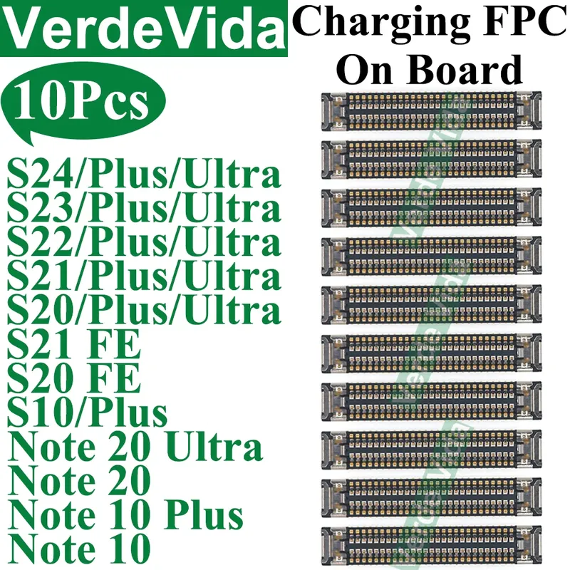 10 stücke USB Lade FPC Stecker Für Samsung S22 S23 S24 Ultra S21 S20 FE S10 Plus Hinweis 10 Ladegerät stecker Motherboard An Bord