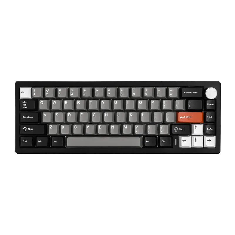 YUNZII AL68 Schwarze QMK/VIA benutzerdefinierte mechanische Tastatur, kabellose Aluminium-Gaming-Tastatur, Hot-Swap-Dichtungstastatur mit Knopf