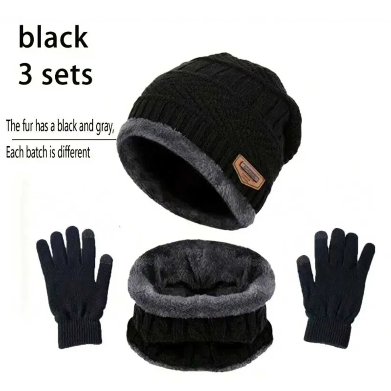 3/4/5 stücke Winter Warme Samt Hut Schal Handschuhe Set Winter Hüte Stricken Kappe Männer Und Frauen Samt hut Korallen Fleece Schal Outdoor Rid