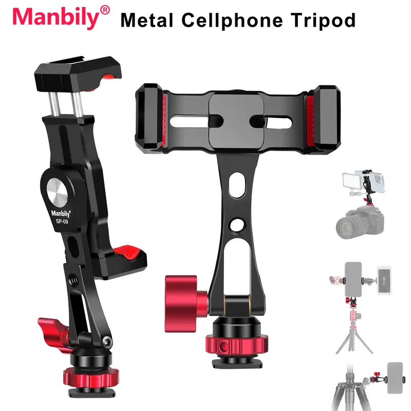 Manbily Handyhalterklemme aus Metall mit Blitzschuh 360° °   Drehbarer Stativadapter-Halterungsständer für DSLR-Kameramonitor iPhone15 Sony
