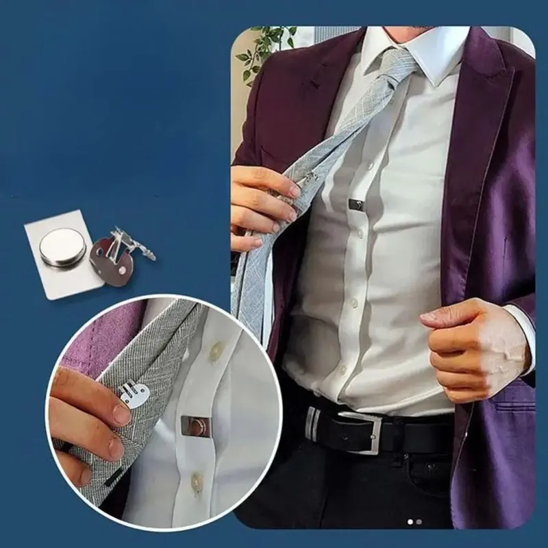 Magnetische unsichtbare Krawattenklammer, automatische Befestigungsschnalle, Anti-Falten, Anti-Swing-Krawattenhalter, Clips für Männer, Krawattenkragenverschluss