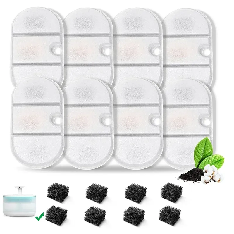 Ersatz filter Katzen wasser brunnen filter für 2,1 l Haustier wasser brunnen enthält 4 Katzen brunnen filter und 8 Schwämme