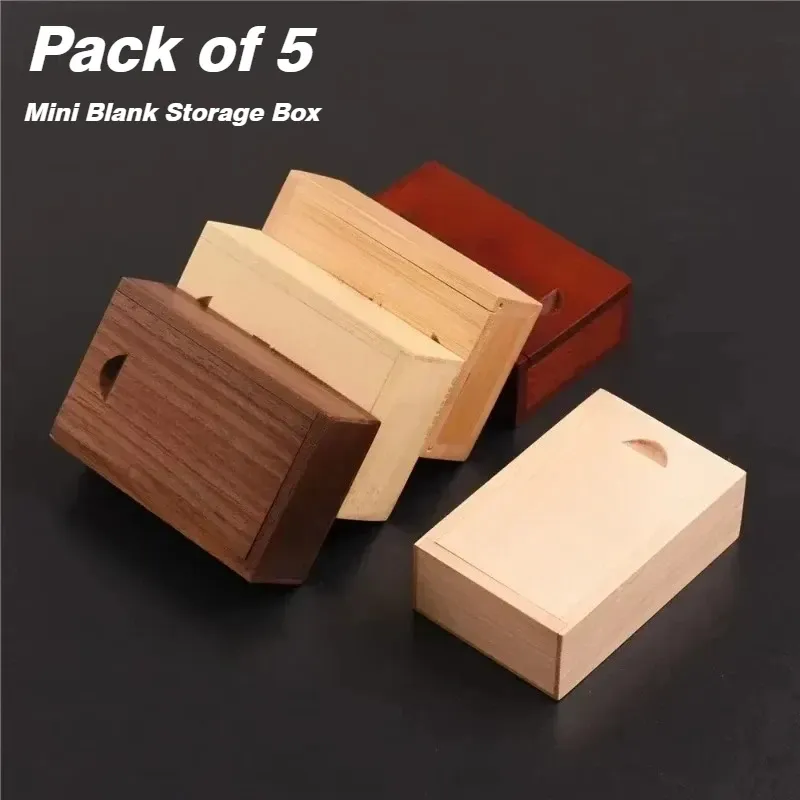 5PCS Solide Natürliche Holz Unvollendete Lagerung Box Mit Schiebe Top Für Halskette Ring Geschenk Box USB Dekorative Geschenk Holz fall Box