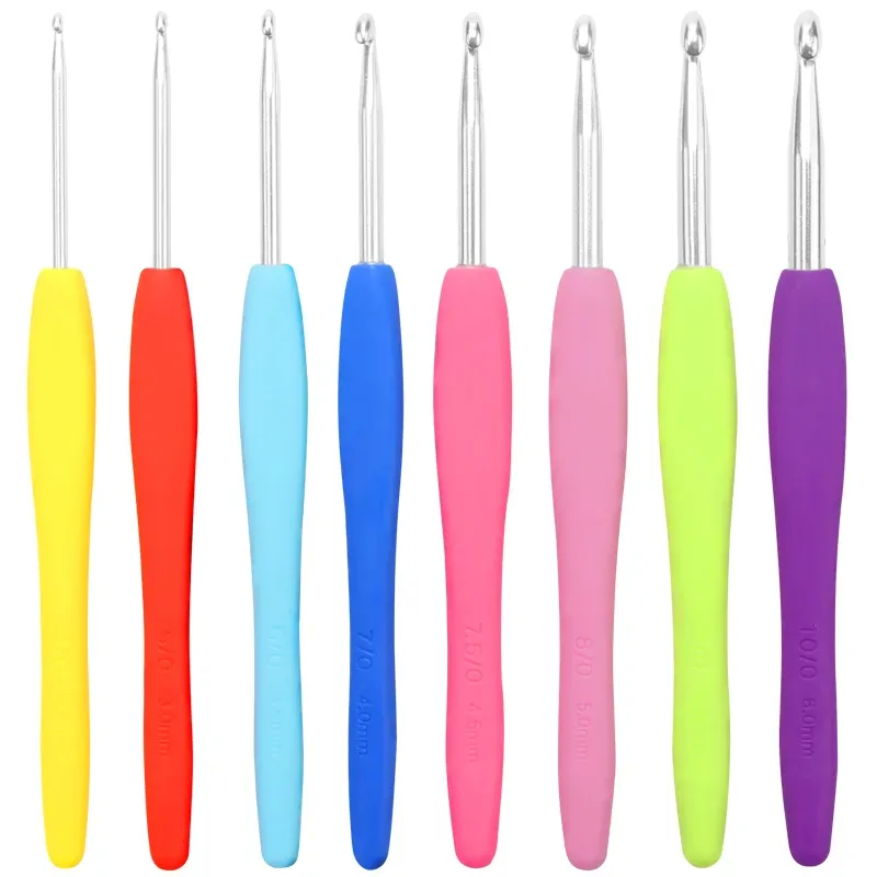 8-teiliges 2,5-mm-6,0-mm-DIY-Häkelnadel-Set, Stricknadel-Set mit buntem Griff, ideal für Pullover, Decke und kreative Kunsthandwerk