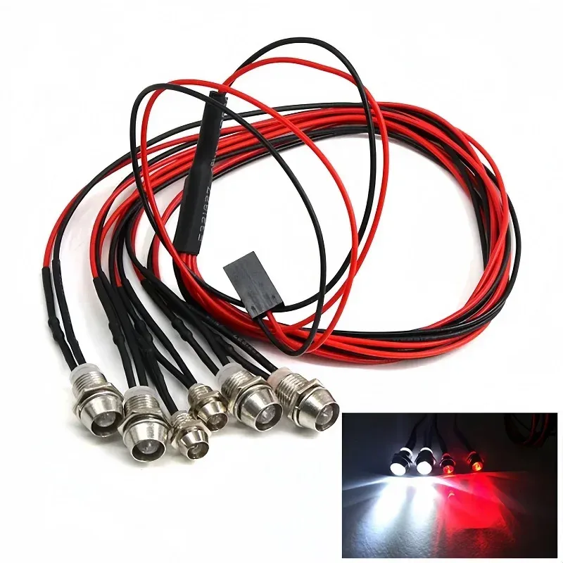 RC-Scheinwerfer 2/4/6/8 rot weiß 3/5 mm LED-Leuchten RC-Scheinwerfer Fernbedienung Vorder- und Rücklichter