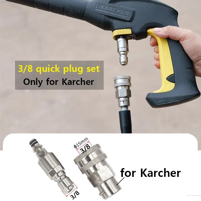 Hochdruckreiniger-Adapter, 3/8 Schnellstecker-Set, Schlauch-Schnellverbinder für Karcher Wasserpistole, Anti-Wicklungs-Umwandlungsverbindung
