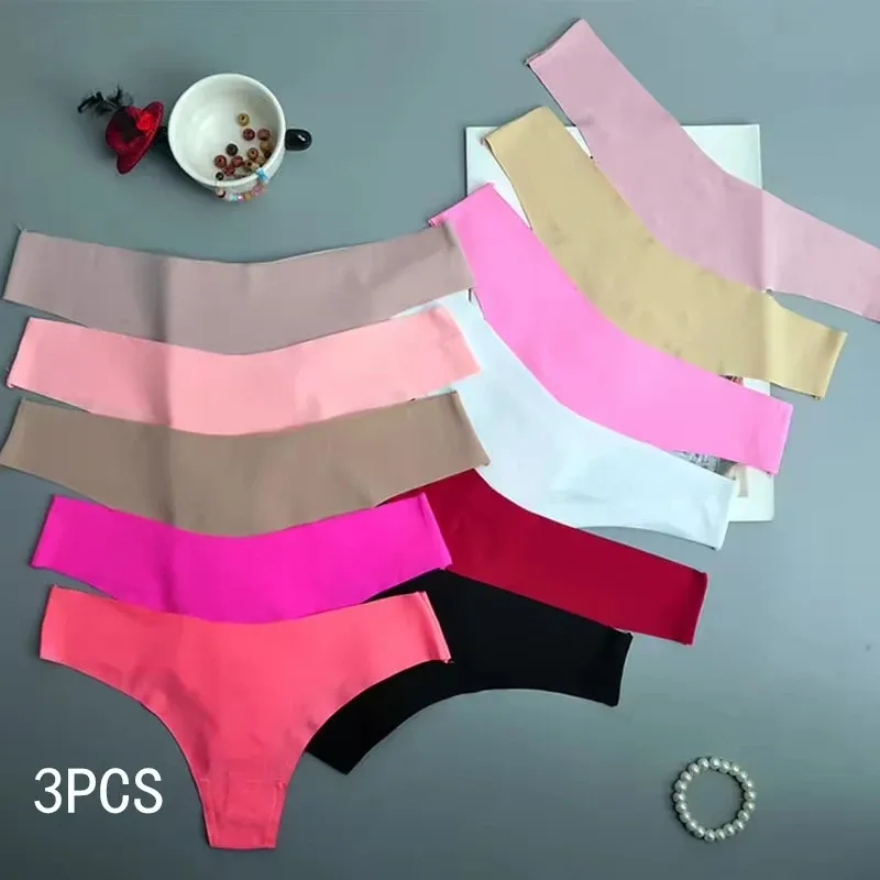 3PCS Höschen Frauen Eis Seide Unterwäsche Niedrige Taille V-Taille Slips Baumwolle Gabelung Atmungsaktiv Schnell Trocknend Sport Unterwäsche