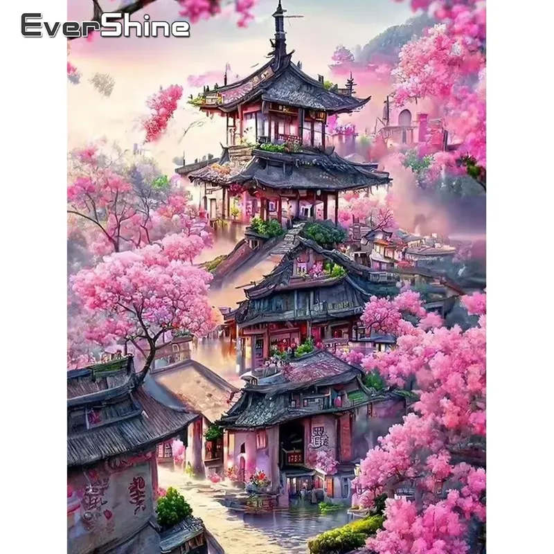 Momoart Diamant Stickerei Haus Landschaft Malerei Kreuz stich Kits DIY Mosaik Baum Neuankömmlinge Handwerk