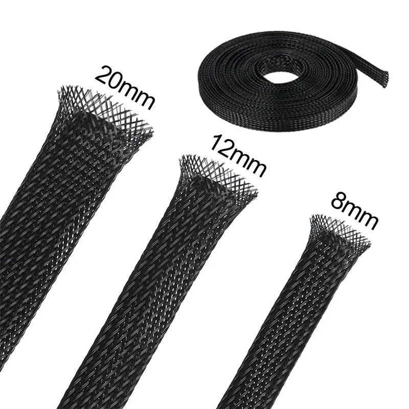 3m/9,85 ft Haustier erweiterbare geflochtene Ärmel flexible Drahtgitter hülle schwarz für TV-Audio-PC-Kabel schützen vor dem Kauen von Haustieren