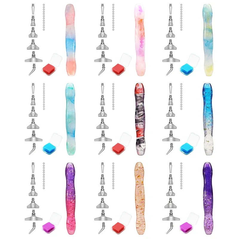 Harz 5d Diamant Malerei Kunst Punkt Bohr stift Kit mit 6 Bohr stift Kommission ier köpfe und 1 Ton Diamant Kunst Stift für Diamant malerei