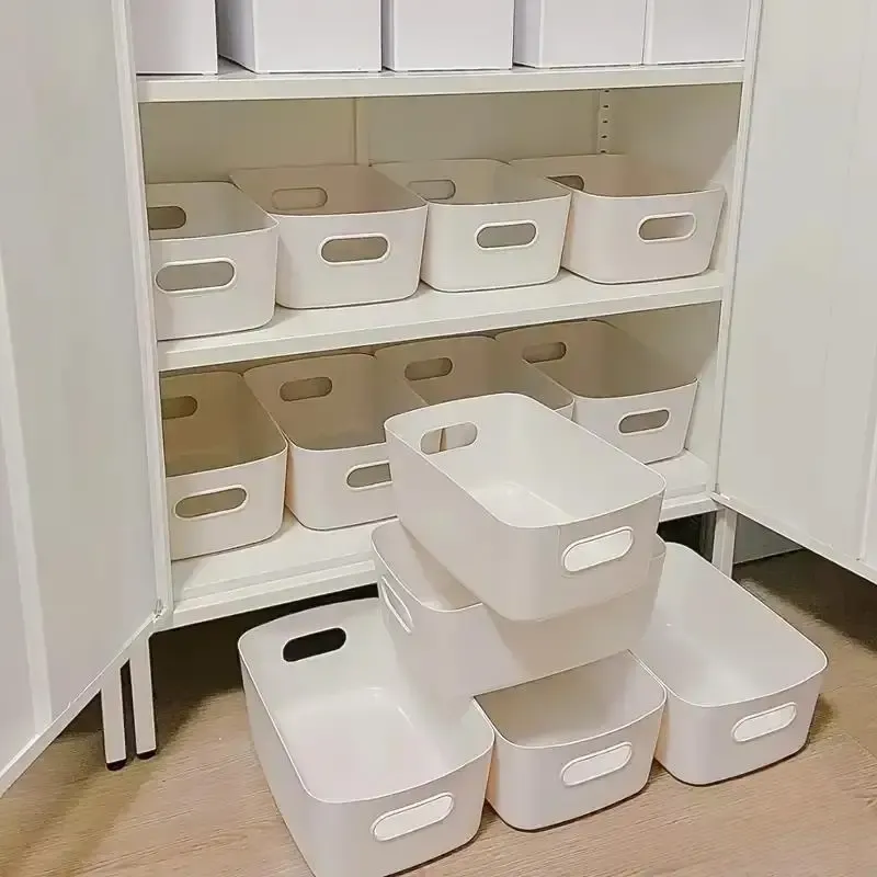 10 stücke Große Kapazität Lagerung Box mit Abdeckung Haushalt Kunststoff Spielzeug Lagerung Korb Snack Kleinigkeiten Lagerung Box Desktop-Organizer