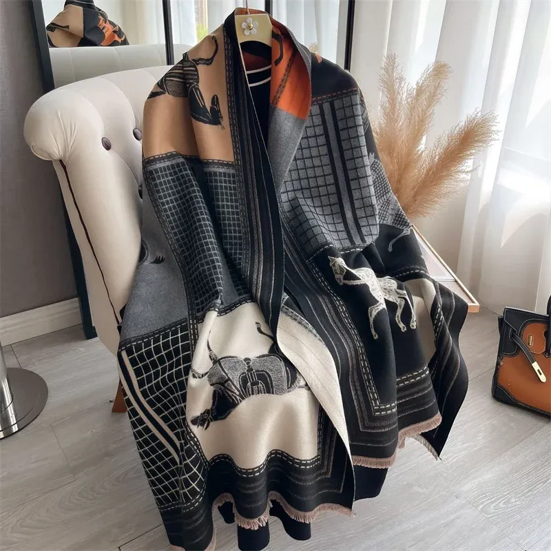 Kaschmir-Schal für Frauen, dick, warm, Winterdecke, Marke, weiblich, Luxus-Qualität, Schal, Wickeltuch, Bufanda 2024, Poncho Echarpe Pashmina