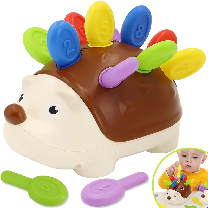 Feinmotorik Training Montessori Igel Peg Brettspiel Puzzle Spielzeug für die Hand-Auge-Koordination von Kleinkindern im Alter von 1 bis 3 Jahren (zufällig