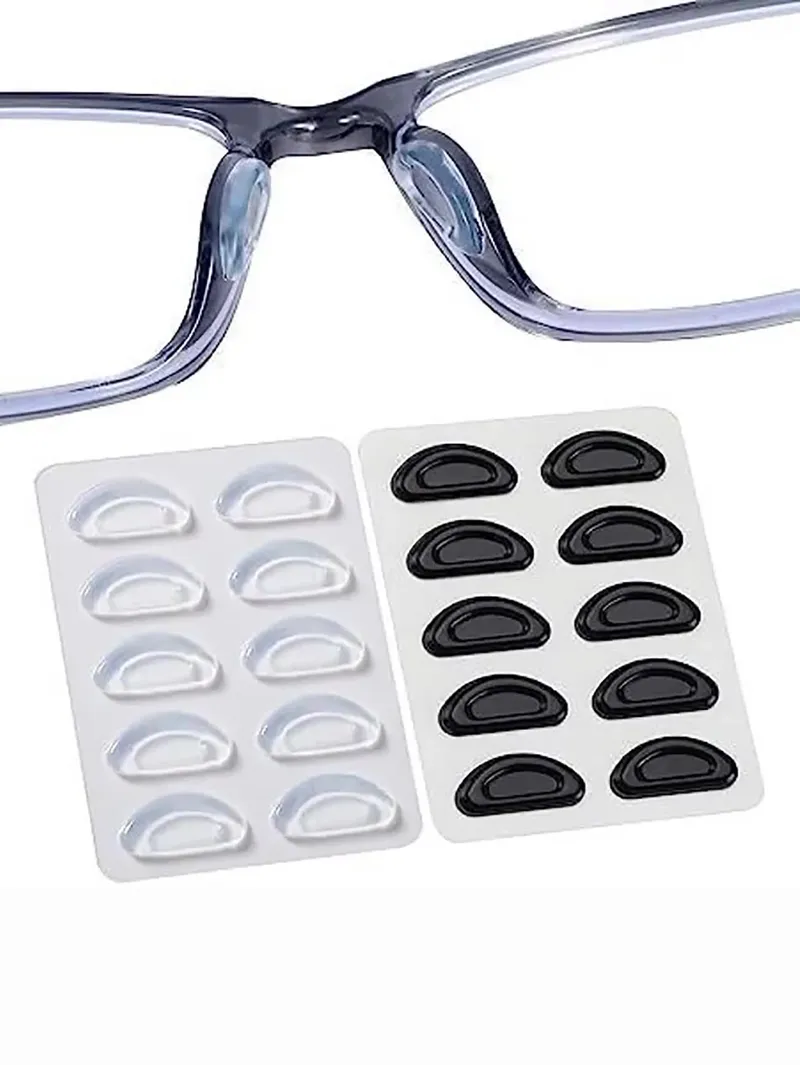 5 Paar rutschfeste Nasenpads für Brillen, weiche Silikon-Klebstoff-Nasenpads für Brillen mit Kunststoffrahmen, Sonnenbrillen (schwarz/weiß)