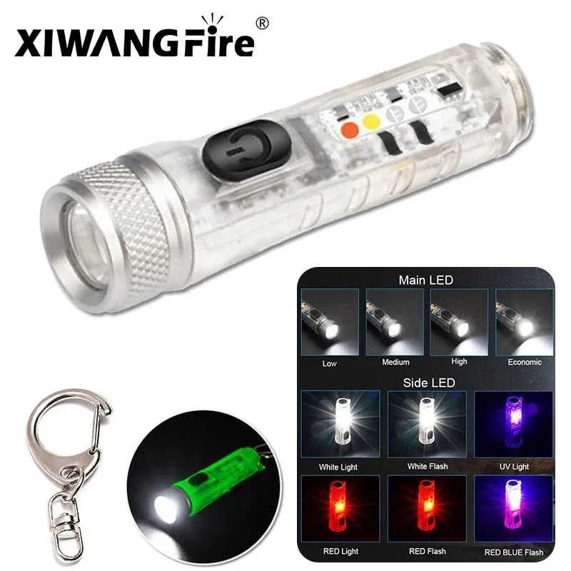 Mini Schlüssel bund Taschenlampe LED wiederauf ladbare Taschenlampe tragbare magnetische USB-Lade Taschenlampe Hoch leistungs camping Langstrecken laterne