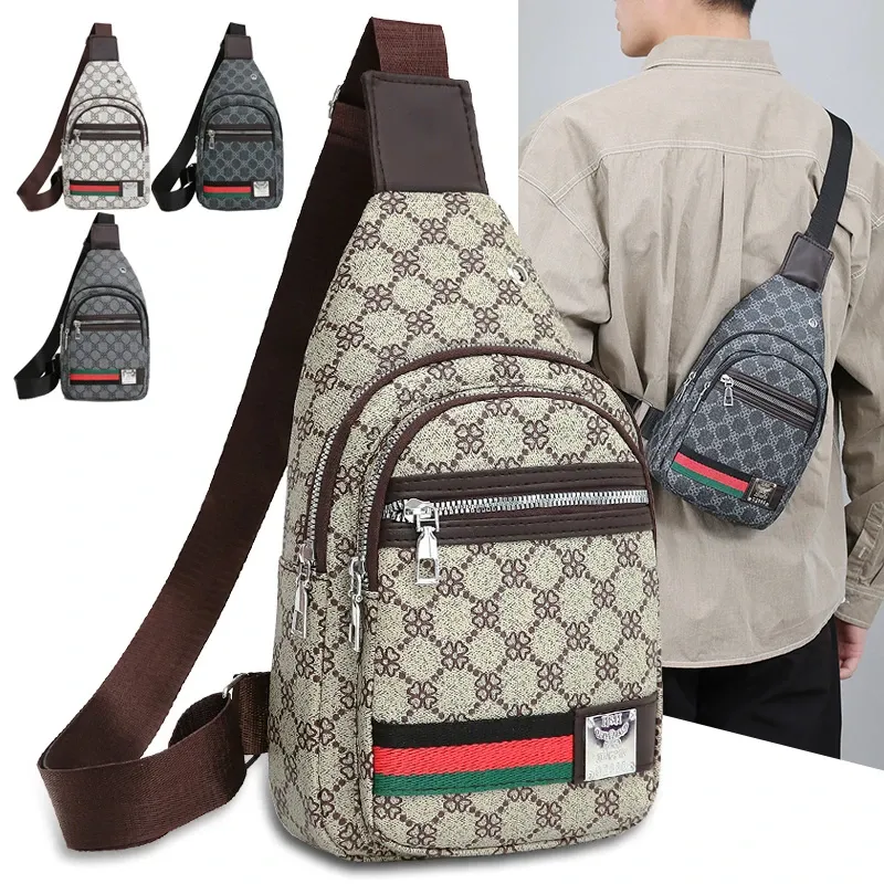 Herren Multifunktions Messenger Bag Schultertuch Brusttaschen Umhängetasche Lässige Handtasche mit Kopfhörerloch