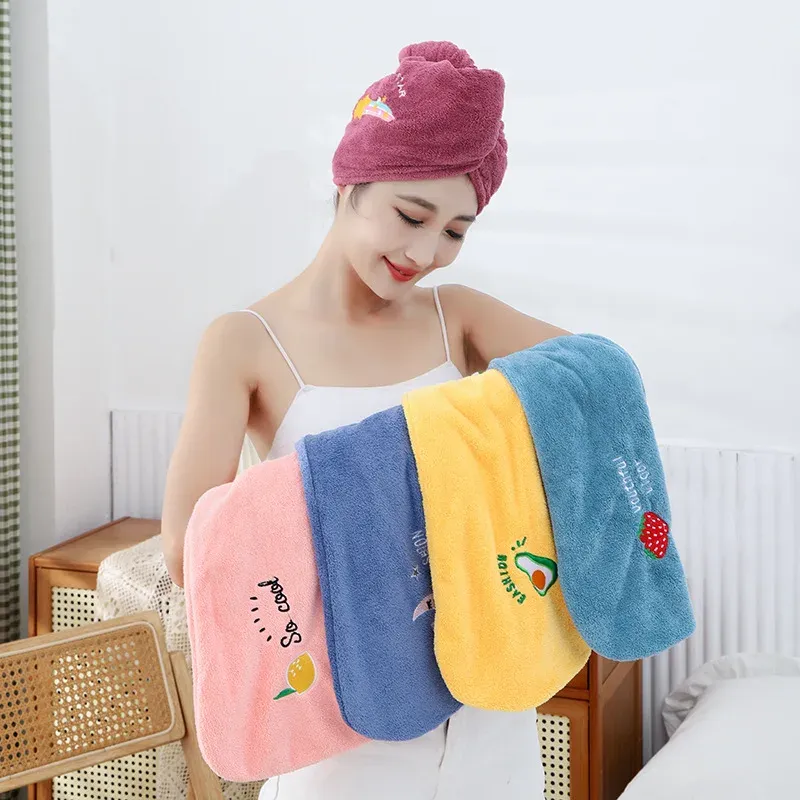 1pc Schnell Trockenes Haar Hut Super Saugfähigen Weichen Bad Frauen Kopf Handtücher Mädchen Nette Haar Handtuch Haar Trockenen Wrap bonnets