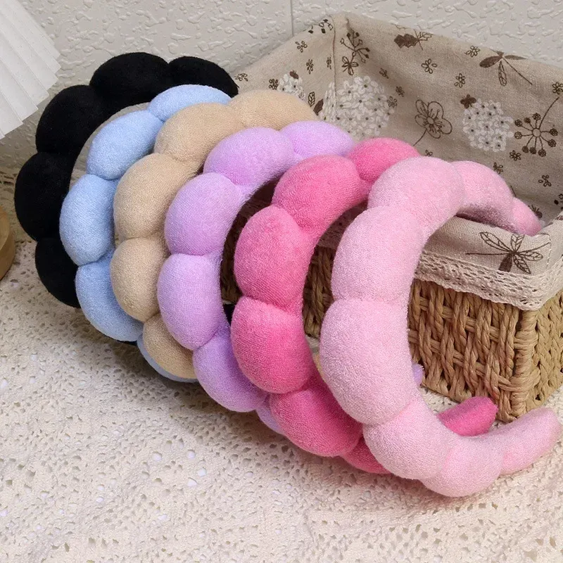 Modische Mikrofaser-Wascharmbänder, Haargummis, bauschiges Stirnband, Spa-Blasen-Stirnband zum Waschen von Gesicht, Make-up, Dusche, Hautpflege