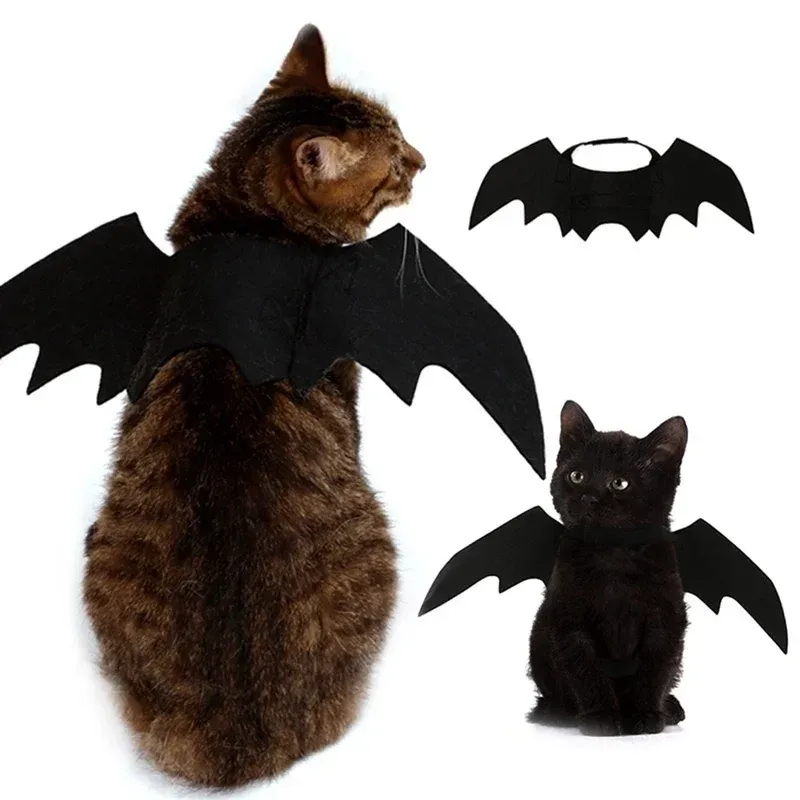 1PcsHalloween Nette Haustier Kleidung Schwarz Fledermaus Flügel Harness Kostüm Cosplay Katze Hund Halloween Party für Pet Liefert