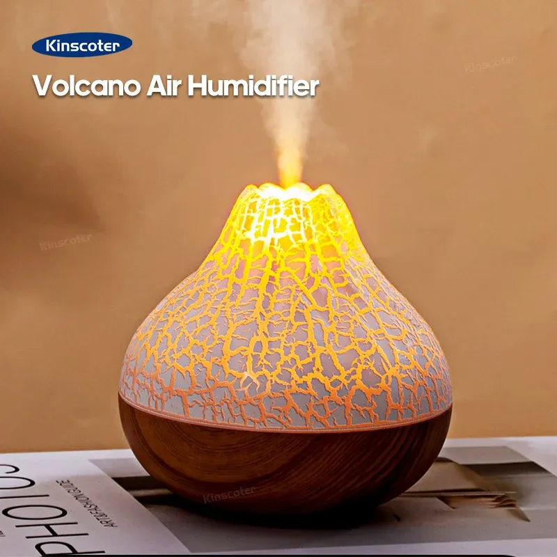 300 ml Vulkan Luftbefeuchter Desktop Elektrische USB Luftbefeuchteradore Wasser Nebel Diffusor Reiniger Lufterfrischer Mit 7 Farben Nacht