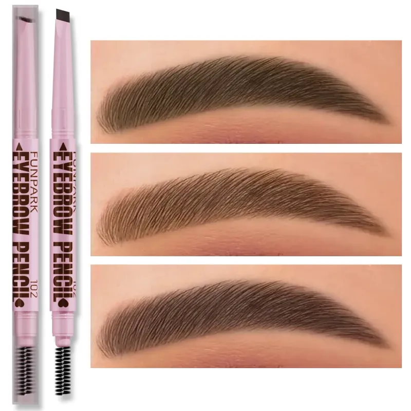 2-in-1-Augenbrauenstift, professionelles Kosmetik-Make-up für Frauen, 5 Farben, wasserdichter Augenbrauen-Tattoo-Pinsel, langlebiger Augenbrauenstift