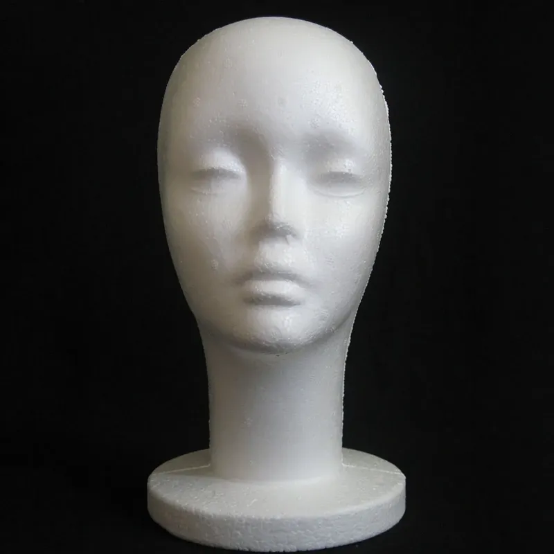 Weibliche Styropor Mannequin Manikin Kopf Modell Schaum Perücke Haar Gläser Display