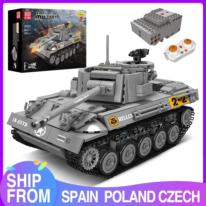 Schimmel König technische Tank Spielzeug Fernbedienung M18 Tank Zerstörer Baustein Montage Tank Ziegel Kinder Weihnachts geschenk