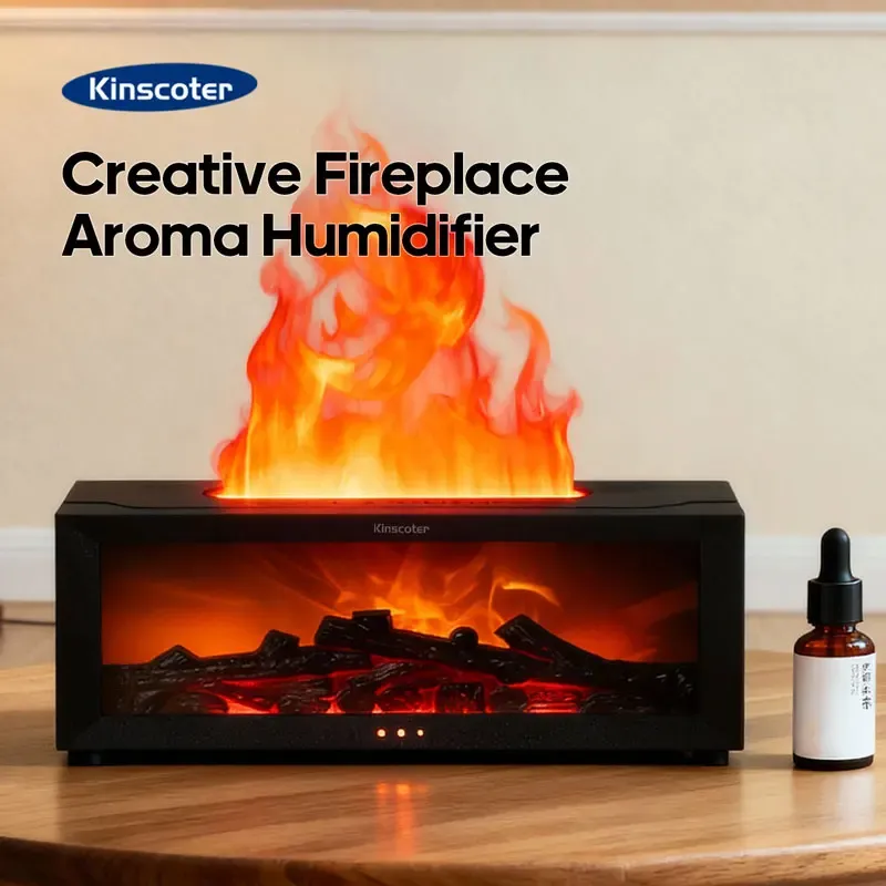 Kreativer Kamin-Aroma-Diffusor, simulierte Flamme, Luftbefeuchter, ätherisches Öl, Desktop-Luftbefeuchter, Nebel, Zuhause, Büro, Urlaubsgeschenk