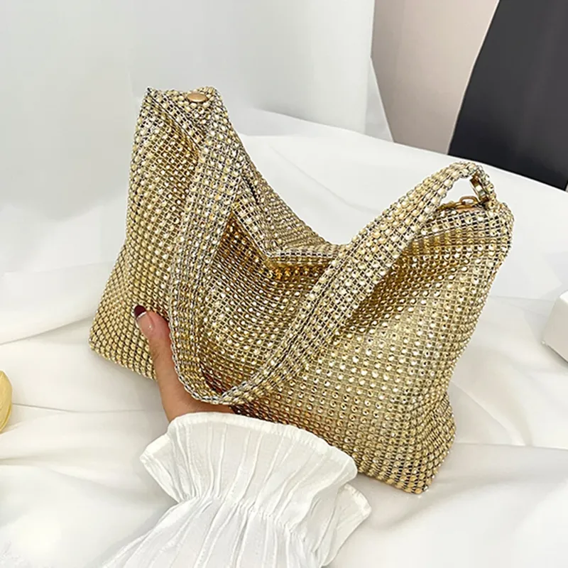 Glitzer Abend Abendessen Clutch Tasche Frauen Dame stilvolle Abend tasche Strass große Kapazität Achsel Tasche jeden Tag Umhängetasche