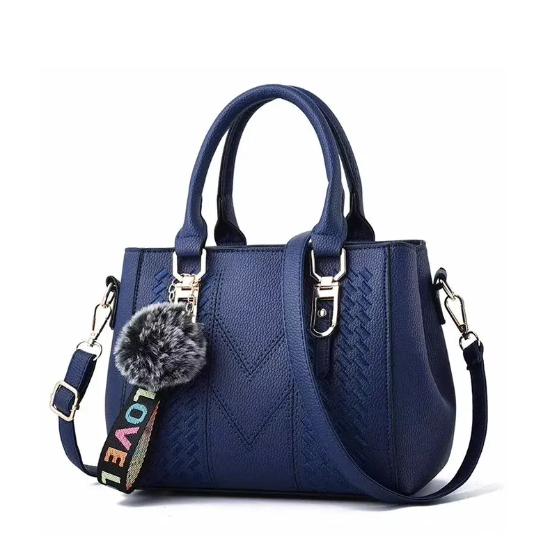 Stickerei Messenger Bags Damen Lederhandtaschen Taschen für Damen Sac a Main Damen Haarball Handtasche