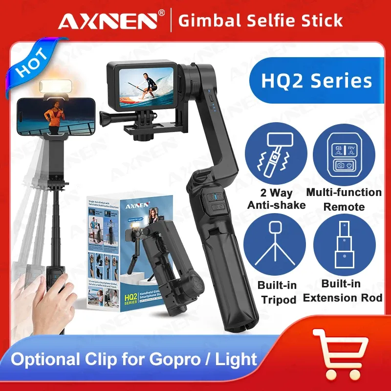 AXNEN HQ2 SERIE Handy Stabilisator Handheld Gimbal für Smartphone Gopro Action Kamera Verlängerung Stange Selfie Stick Stativ
