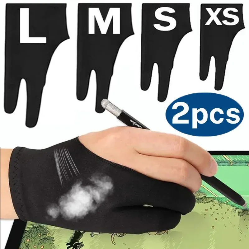 Zeichenhandschuh, Handflächenabweisung, Zwei-Finger-Handschuhe für Apple iPad, kapazitives Tablet, Bildschirm, Künstler, Rechts-/Linkshand-Grafiktablett