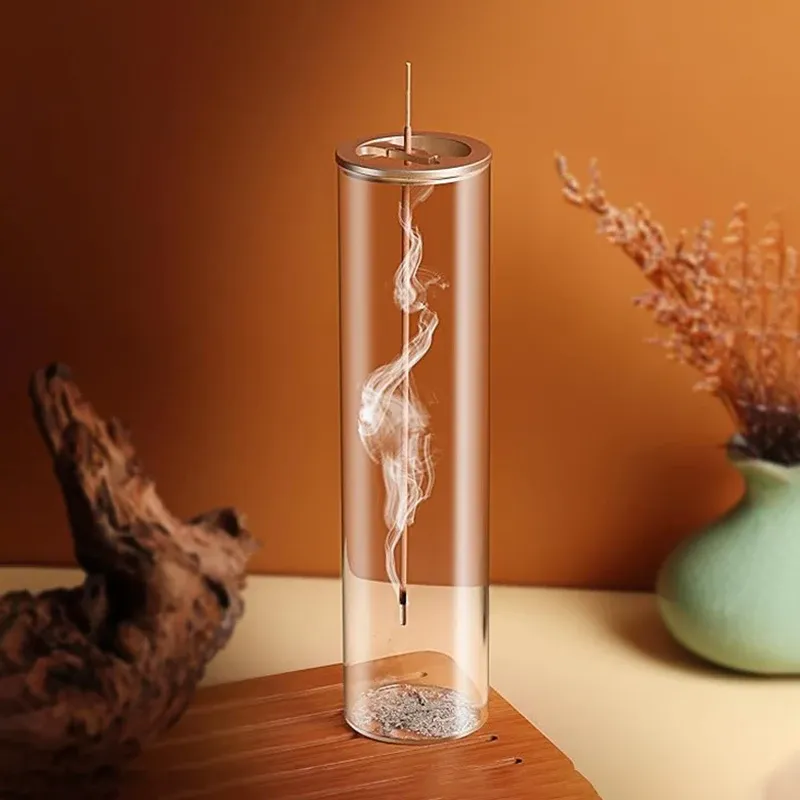 Moderner Glas-Räuchergefäß, fliegender Anti-Asch-Räucherstäbchenhalter mit abnehmbarem Aschefänger aus Glas für Heimdekoration, Yoga, Meditation
