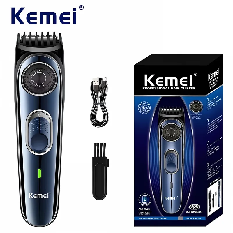 Kemei KM-1256 elektrische schnur lose profession elle 1-10mm Haars ch neider Universal Serial Bus wiederauf ladbare Haarschnitt wasserdichte Herren Widerhaken