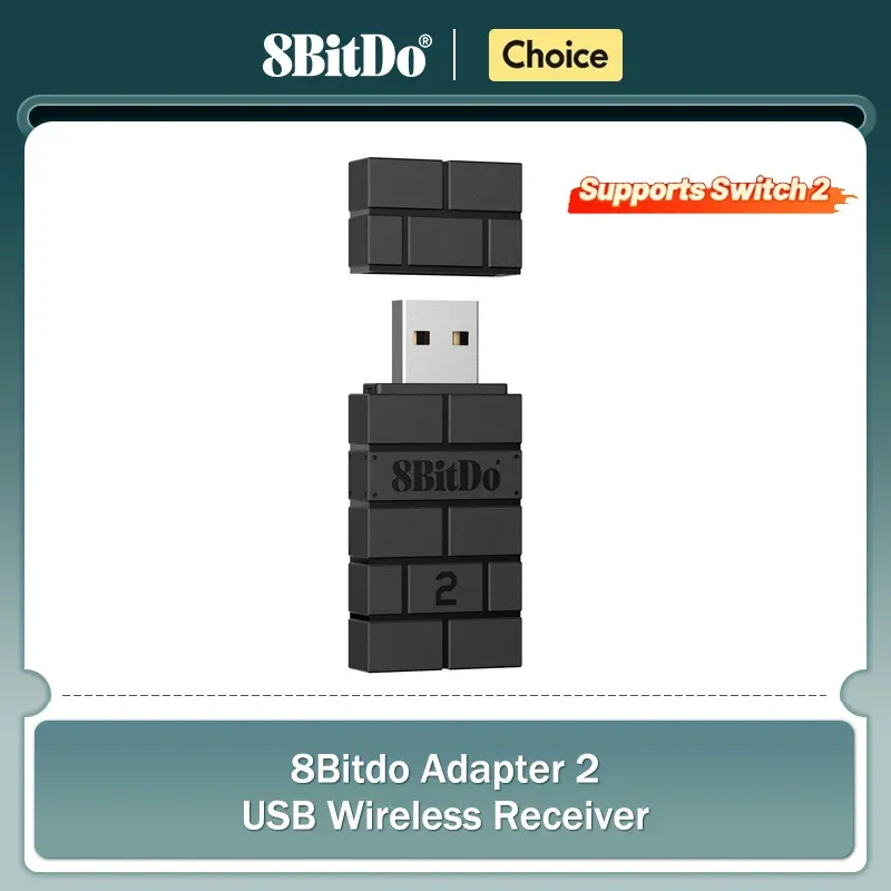 8BitDo USB Wireless Bluetooth Adapter 2 Empfänger für Nintendo Switch 1, 2 PS1 Raspberry Pi Mini PS4 Controller für PS5 Griff