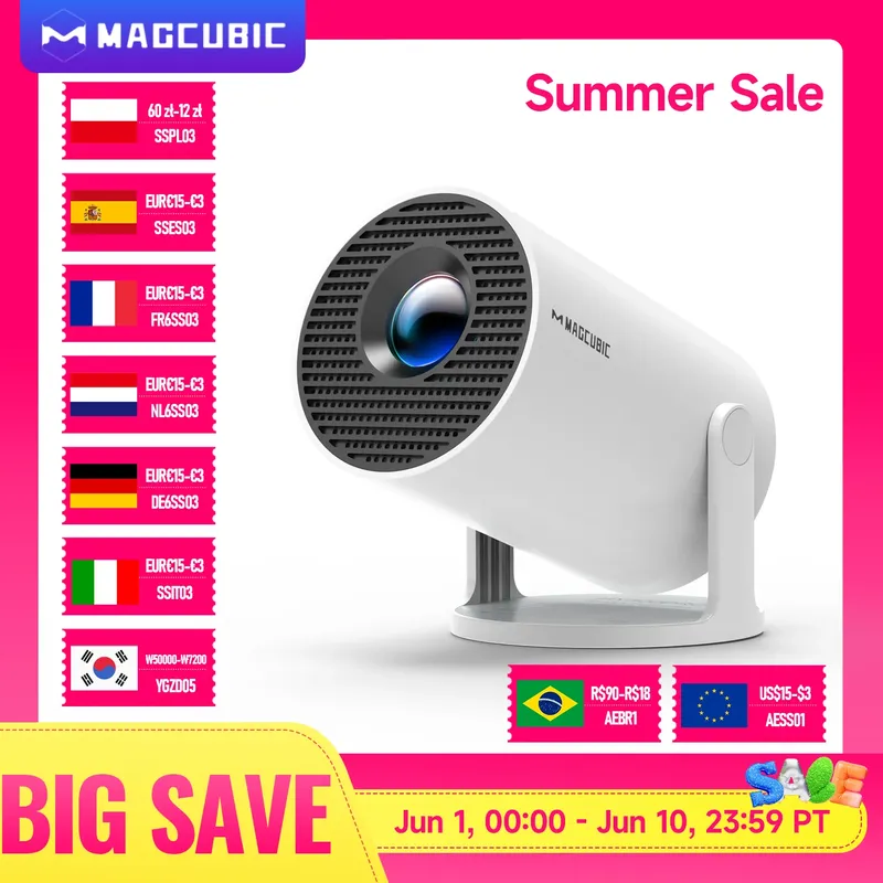Magcubic-Projektor HY300 PRO 8K Android 14 Dual Wifi6 290ANSI Allwinner H726 BT5.4 1080P 1280 * 720P Heimkino-Außenprojektor