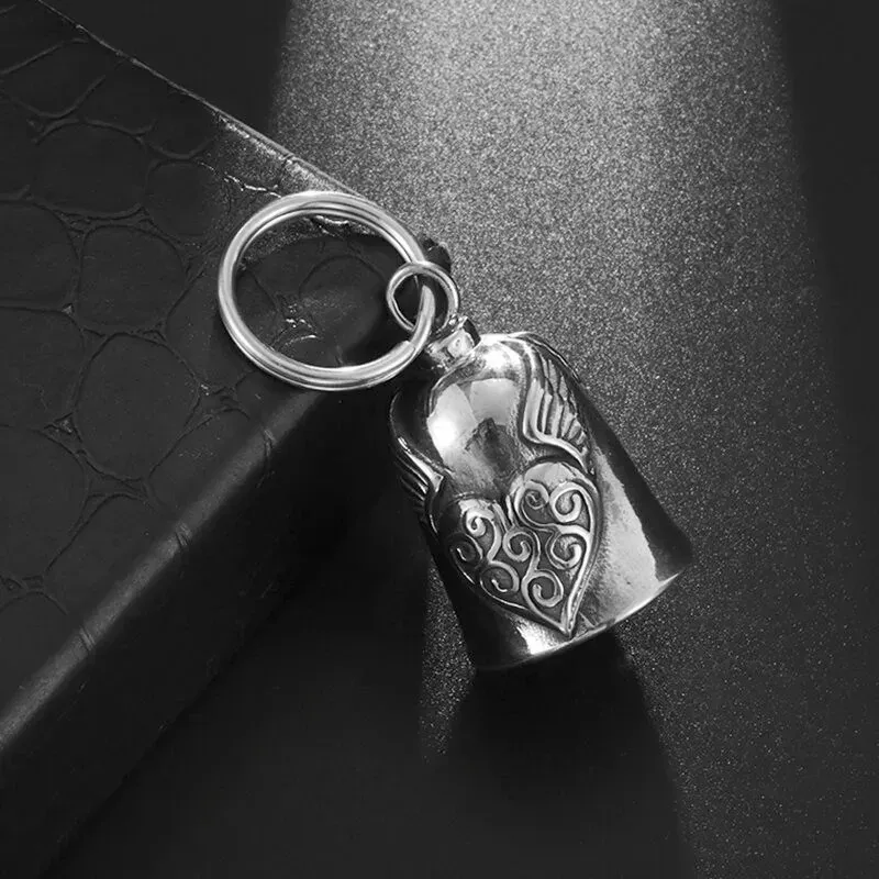 Vintage Silber Farbe Liebe Engel Flügel Glocke Anhänger Glück Schmuck männer Motorrad Zubehör Geschenk - 2.98 EUR