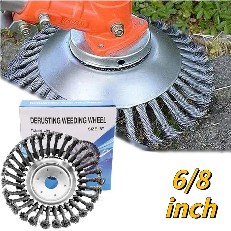 Universal Upgrade 6/8 Zoll Unkraut Pinsel Cutter Kopf Rasenmäher Gras Trimmer Kopf Stahl Draht Rad Pinsel Garten Trimmer Kopf