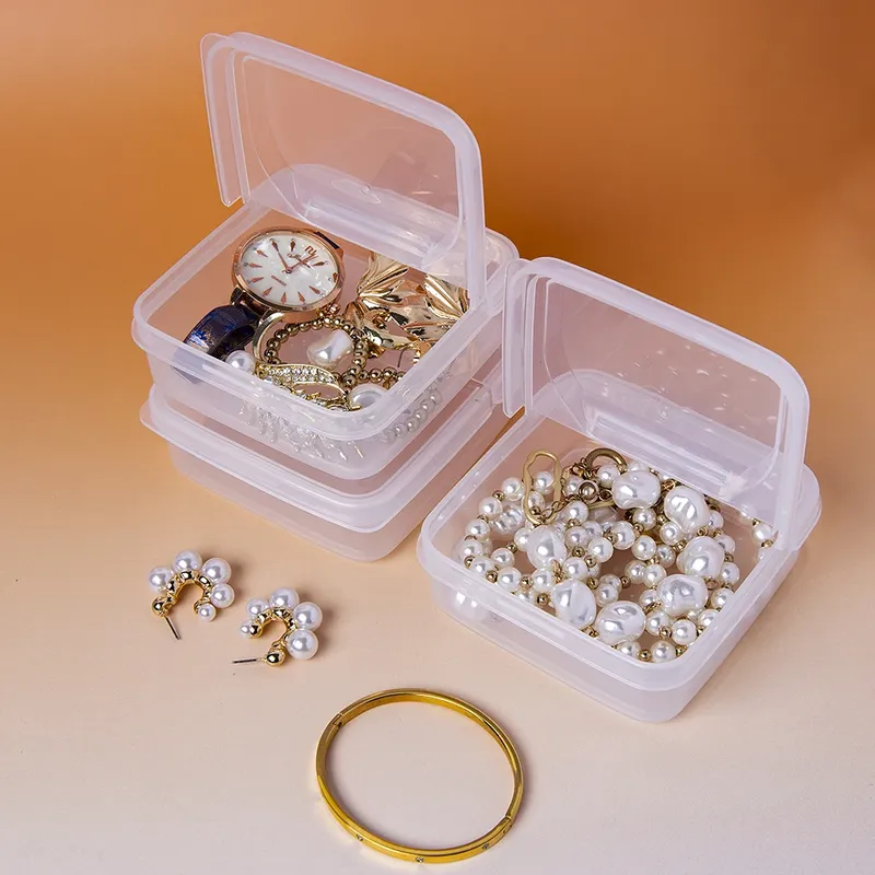 1/2/3PC Transparente Kunststoff-Flip-Aufbewahrungsbox, quadratische PP-Box, kleine Gegenstände, Schmuck, Süßigkeitenverpackung, Aufbewahrungsbox für Duftperlen
