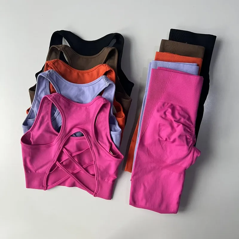 Peach Butt Lift Quick Dry Yoga-Anzug-Set, Fitnesshose, hoch taillierte Leggings mit Sport-BHs, Peach Butt Lift Lift Fitness-Set