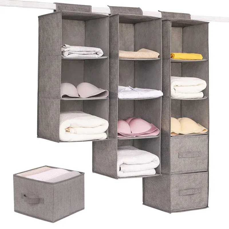 Kleiderschrank Hängende Aufbewahrungstasche Zwischenschicht Schublade Typ Kleidung Kleidung Organizer Zusammenklappbare Lagerregale Schrank Organizer