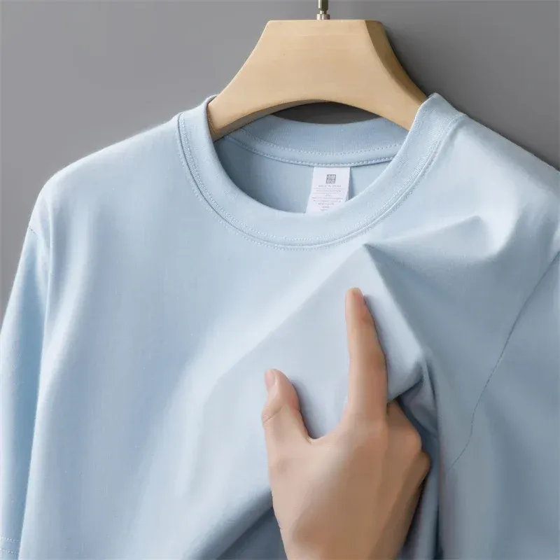 230g Herren Übergroßes dickes Rundhals-T-Shirt Sommer Kurzarm-T-Shirt Reine Baumwolle Einfarbig Top Lässiges vielseitiges T-Shirt