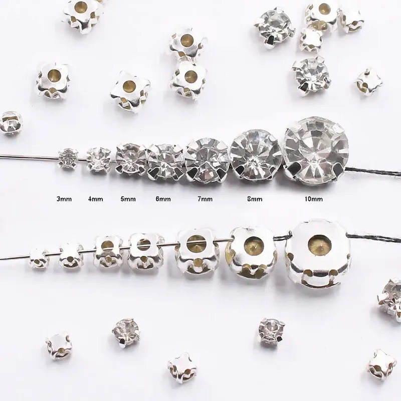 Verkaufen Sie bei Verlust RESEN Top-Qualität 3–10 mm Splitterklaue zum Aufnähen von Strasssteinen, klare Kristallfarbe, Splitterbasis, Nähstein, DIY-Dekoration