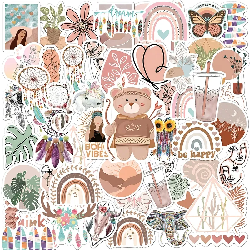 10/30/50 Stück Vintage Artsy Ästhetische Aufkleber Cartoon Aufkleber DIY Telefon Laptop Tagebuch Kawaii Retro Boho Dekoration Aufkleber Packungen