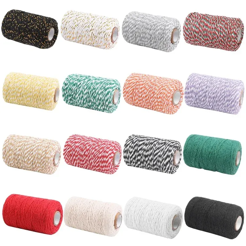 FELE 100 m 100 % Baumwollseil für Party, Hochzeit, Dekoration, Zubehör, bunte Schnur, Makramee-Schnur, Schnurfaden mit 12 Farben