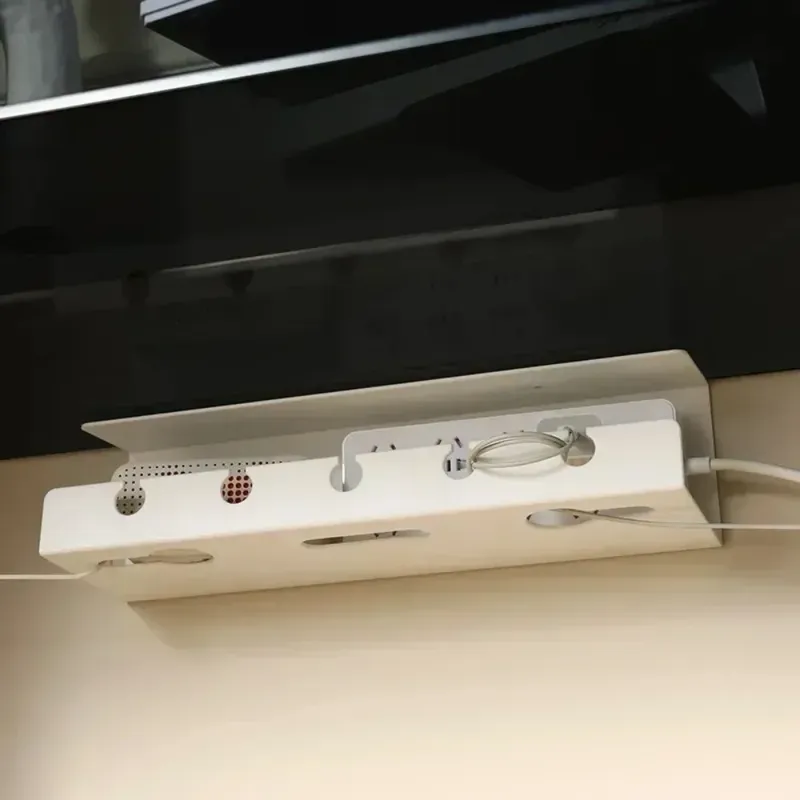 Kabelmanagement unter dem Schreibtisch, Kabelkanal unter dem Schreibtisch mit Klemme, Steckdosenleiste, Kabelhalter, ohne Bohren, robust, geräumig
